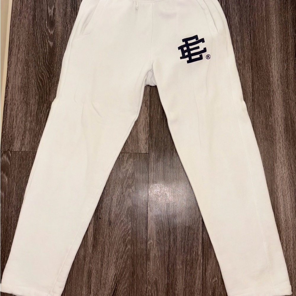 White Cotton Blend Joggers with Embroidered Logo